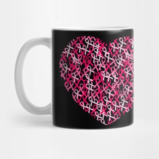 Cancer Awareness Pink Ribbons Heart Mug